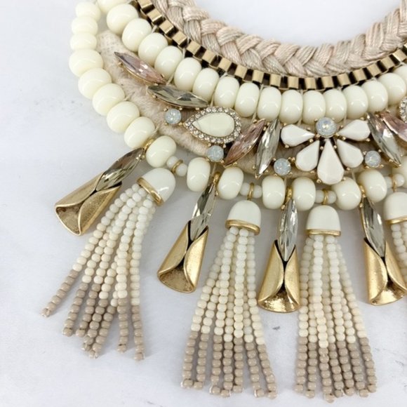Stella & Dot | Ivory White + Vintage Gold Eloisa Statement Tassel Neckla… - Picture 11 of 15